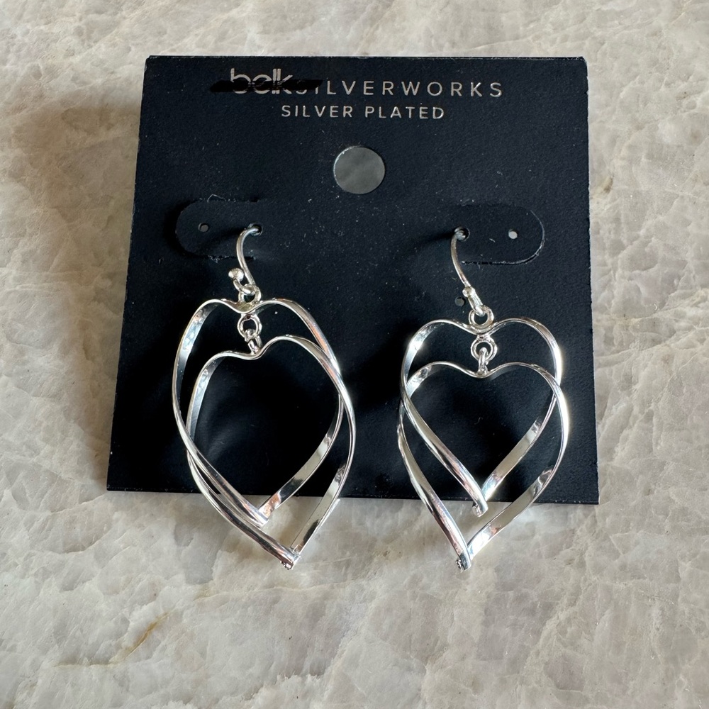 SILVERWORKS Silver Plated‎ ❤️ Love Earrings